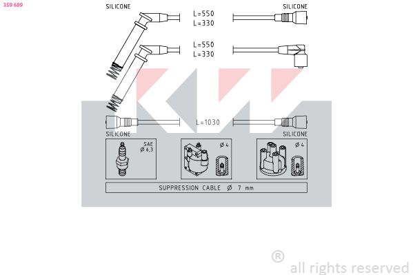 KW Gyújtókábel készlet 359689_KW